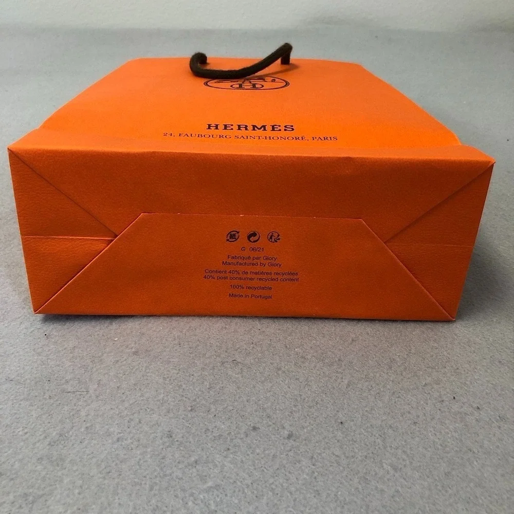 Hermes Authentic Orange Paper Shopping Bag Gift Small Rectangle 11.5x8x3.5